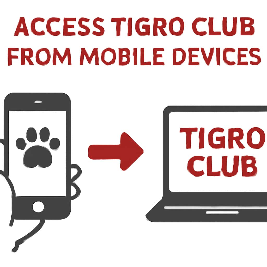 Illustration depicting mobile access features of Tigro Club.