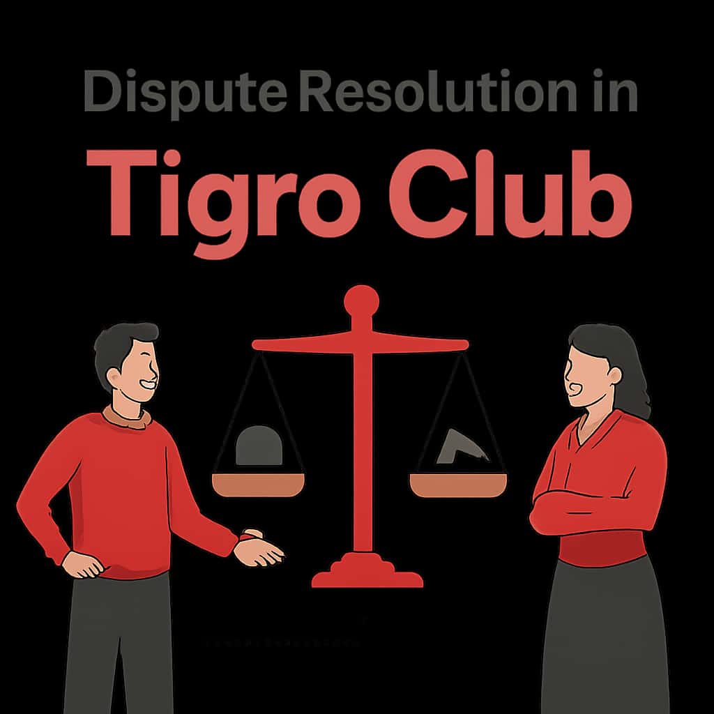 A diagram detailing the steps of dispute resolution in Tigro Club.