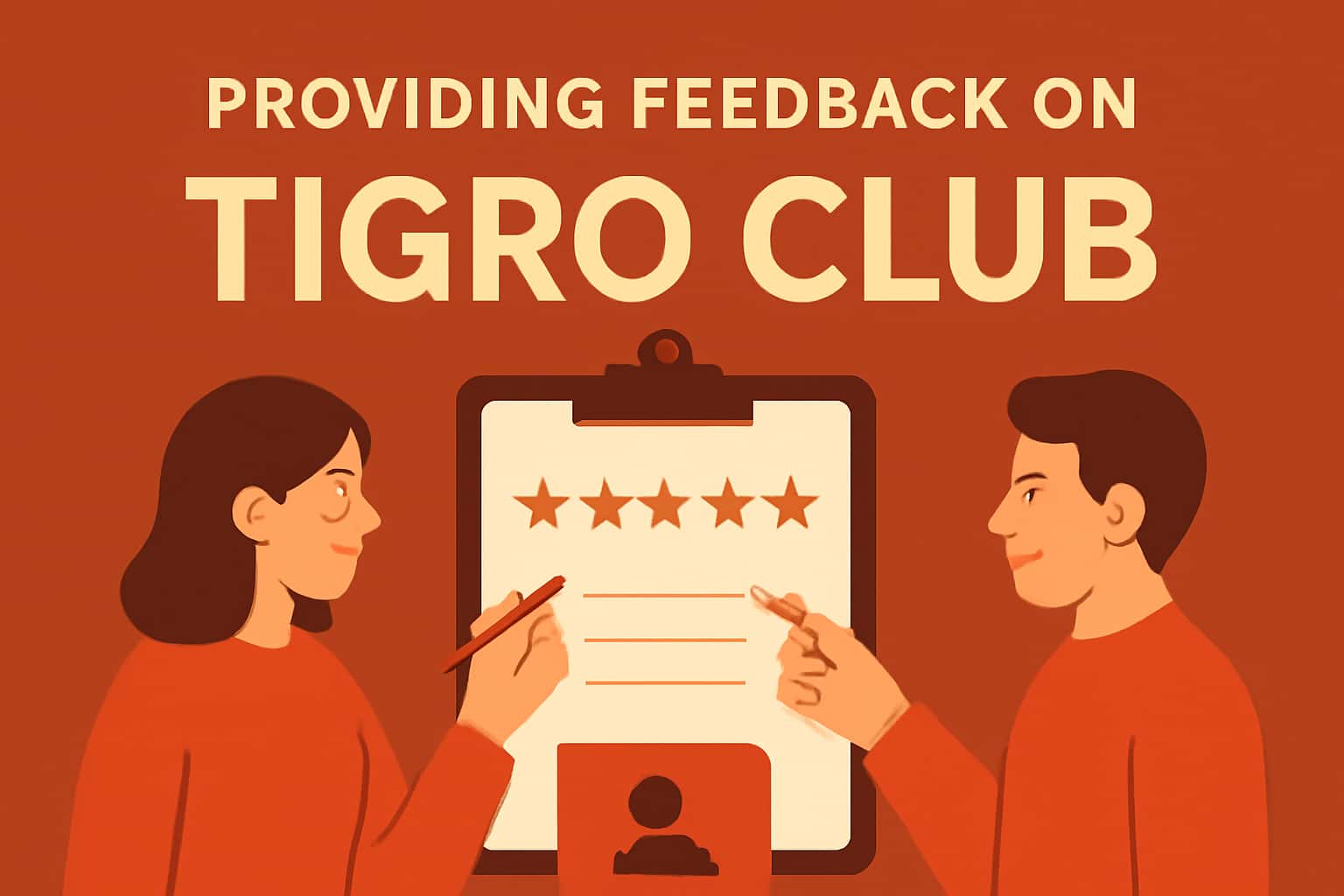 An informational scene regarding user feedback on Tigro Club highlighting community interaction.