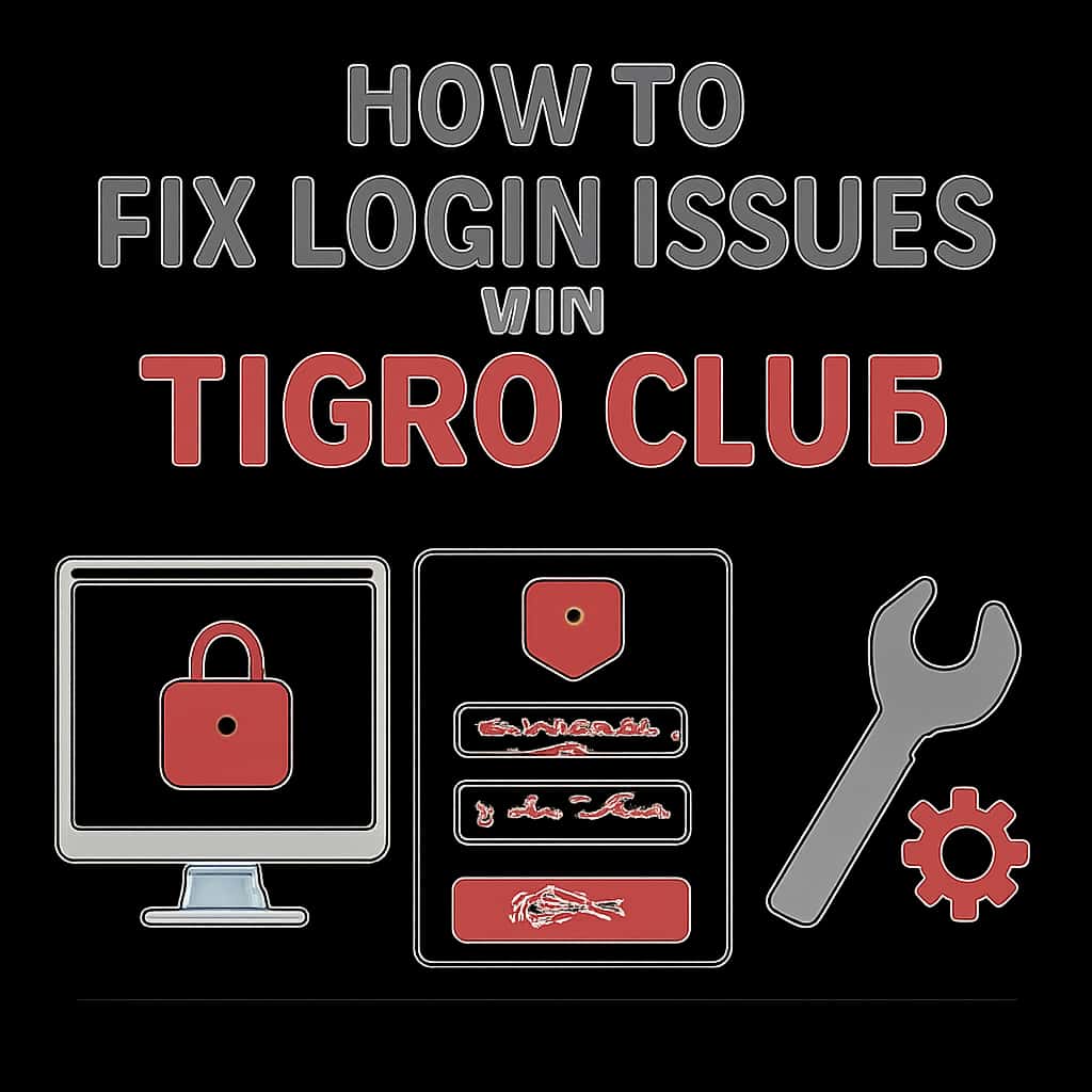 An educational diagram illustrating troubleshooting methods for Tigro Club login issues.