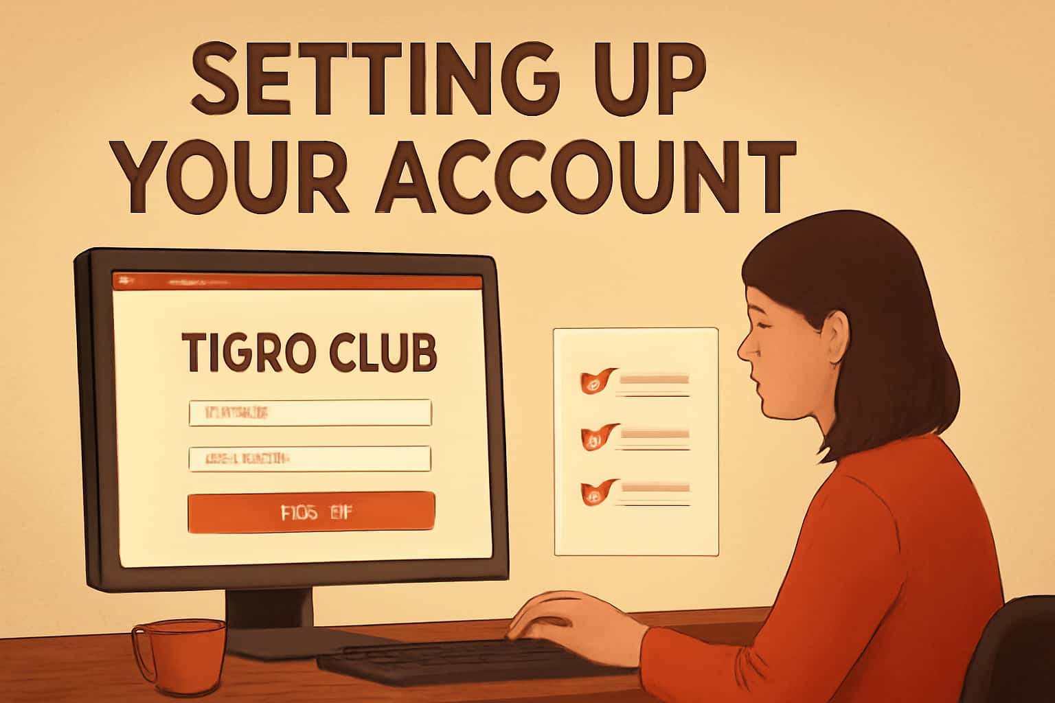 Visual representation of the steps involved in setting up a Tigro Club account.