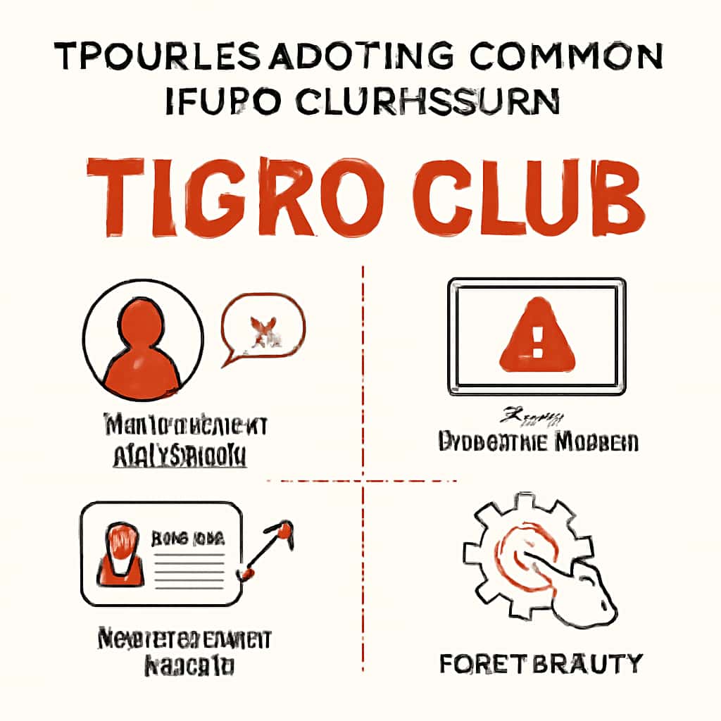 An educational diagram illustrating troubleshooting steps for Tigro Club.